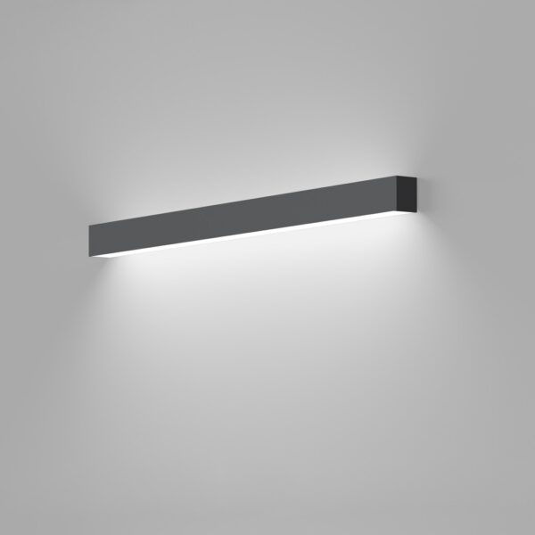 Wall mounted linear architectural fixture with downlight black housing