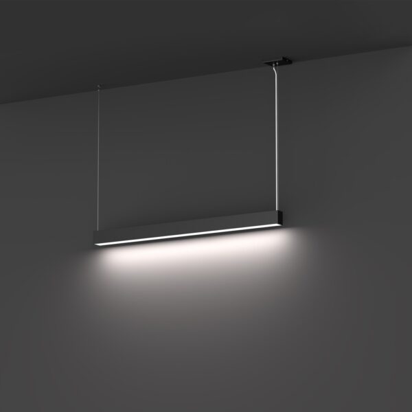 Wall mounted linear architectural fixture with downlight black housing