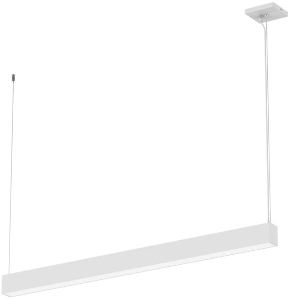 Suspended linear architectural fixture white housing housing with downlight