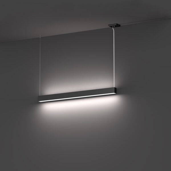 Wall mounted linear architectural fixture with uplight and downlight black housing
